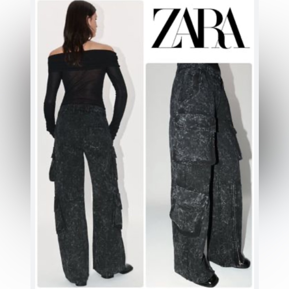 Zara wide leg relaxed cargo jeans